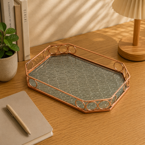 Decorative Tray with Glass Base