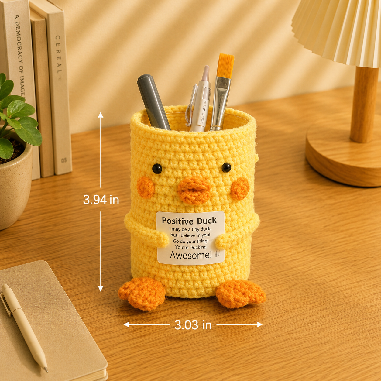 Handmade Duck & Potato Sunflower Crochet Pen Holders