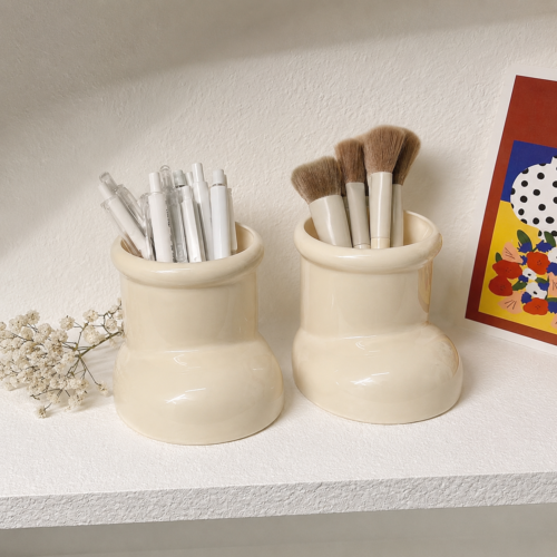 White Boot-Shaped Kids Pen Holder